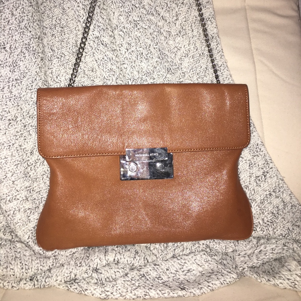 Michael Kors brown oversized clutch