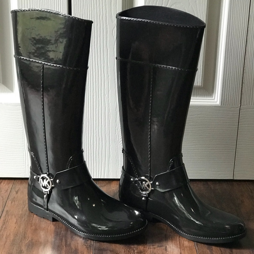 New! Michael Kors Patent Leather Rain Boots