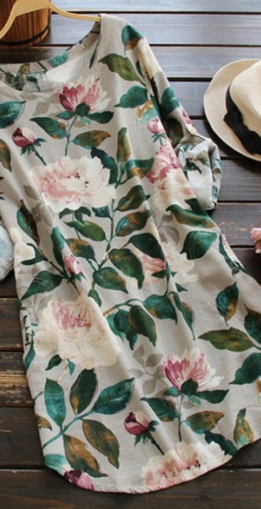 Floral linen dress