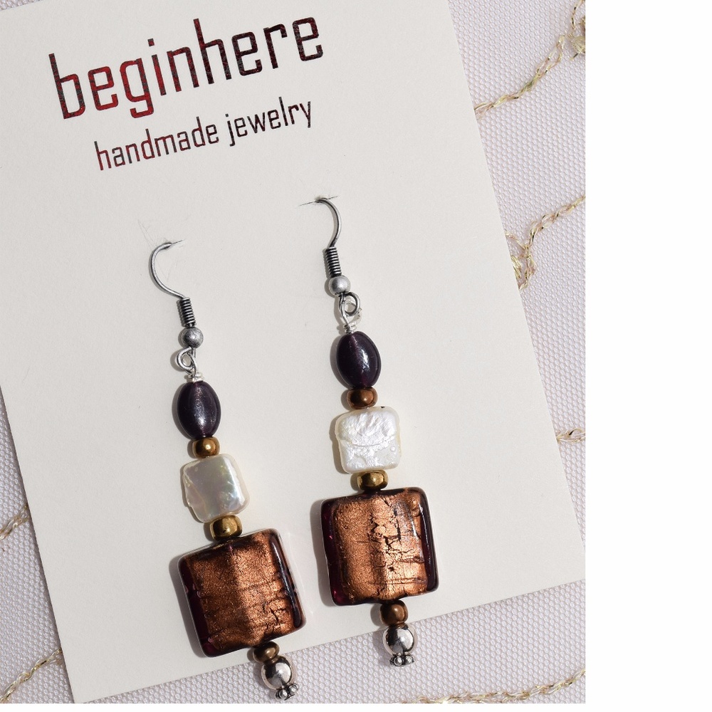 Handmade earrings-Sterling silver,pearls and beads