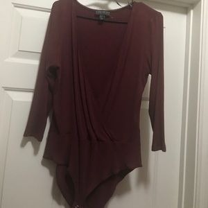 Forever 21 plus 3/4 sleeve bodysuit maroon