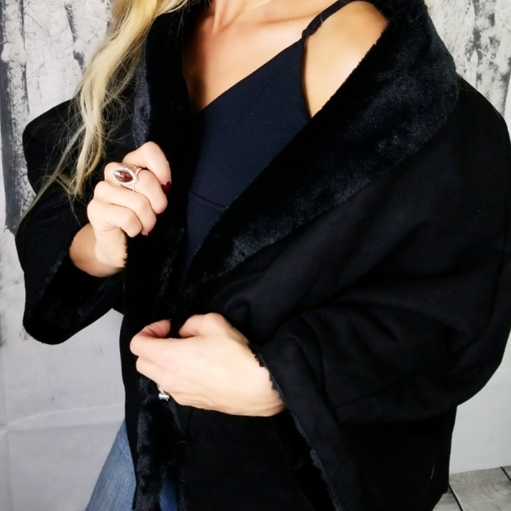 SUEDE & FUR WRAP COAT - Picture 4 of 4