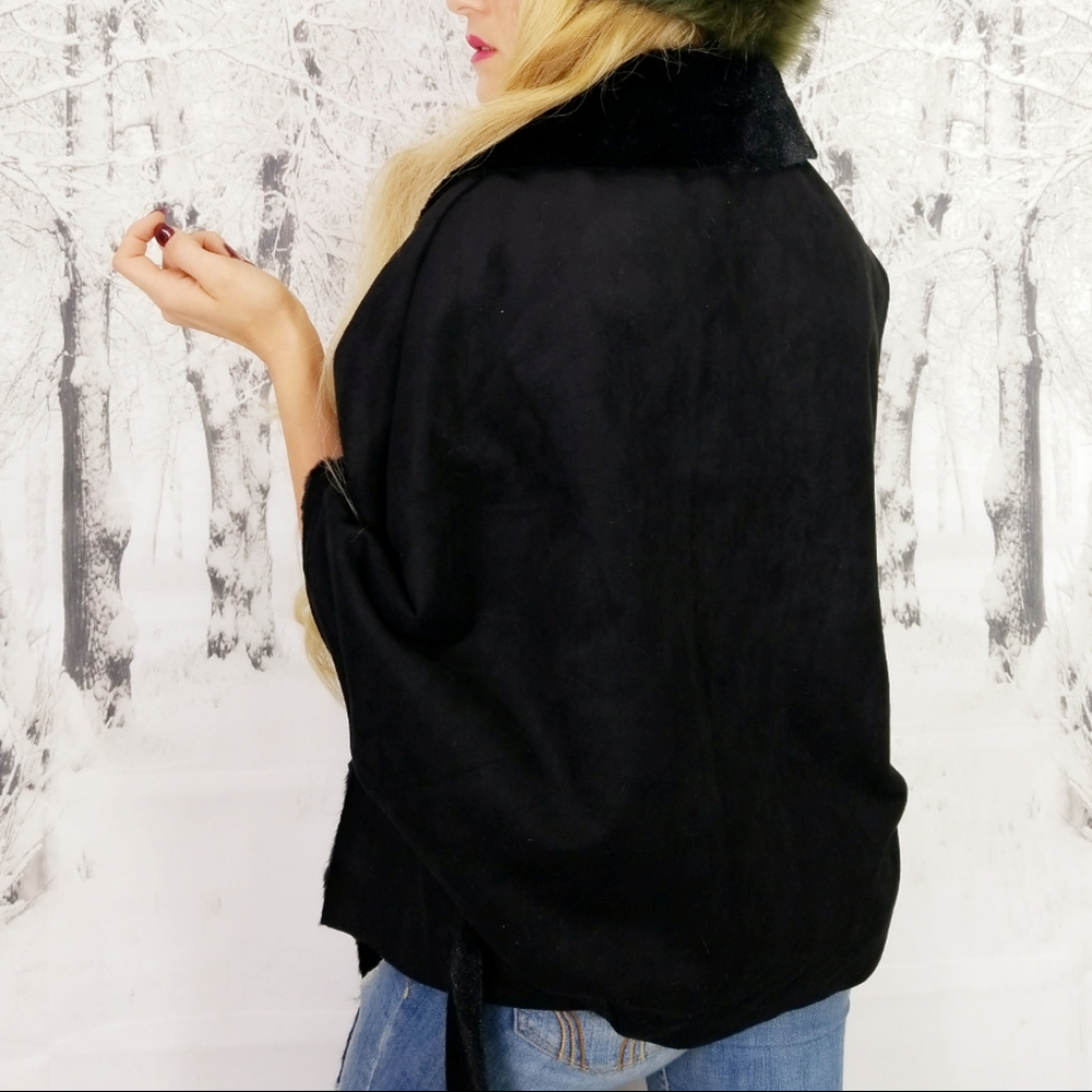 SUEDE & FUR WRAP COAT - Picture 3 of 4