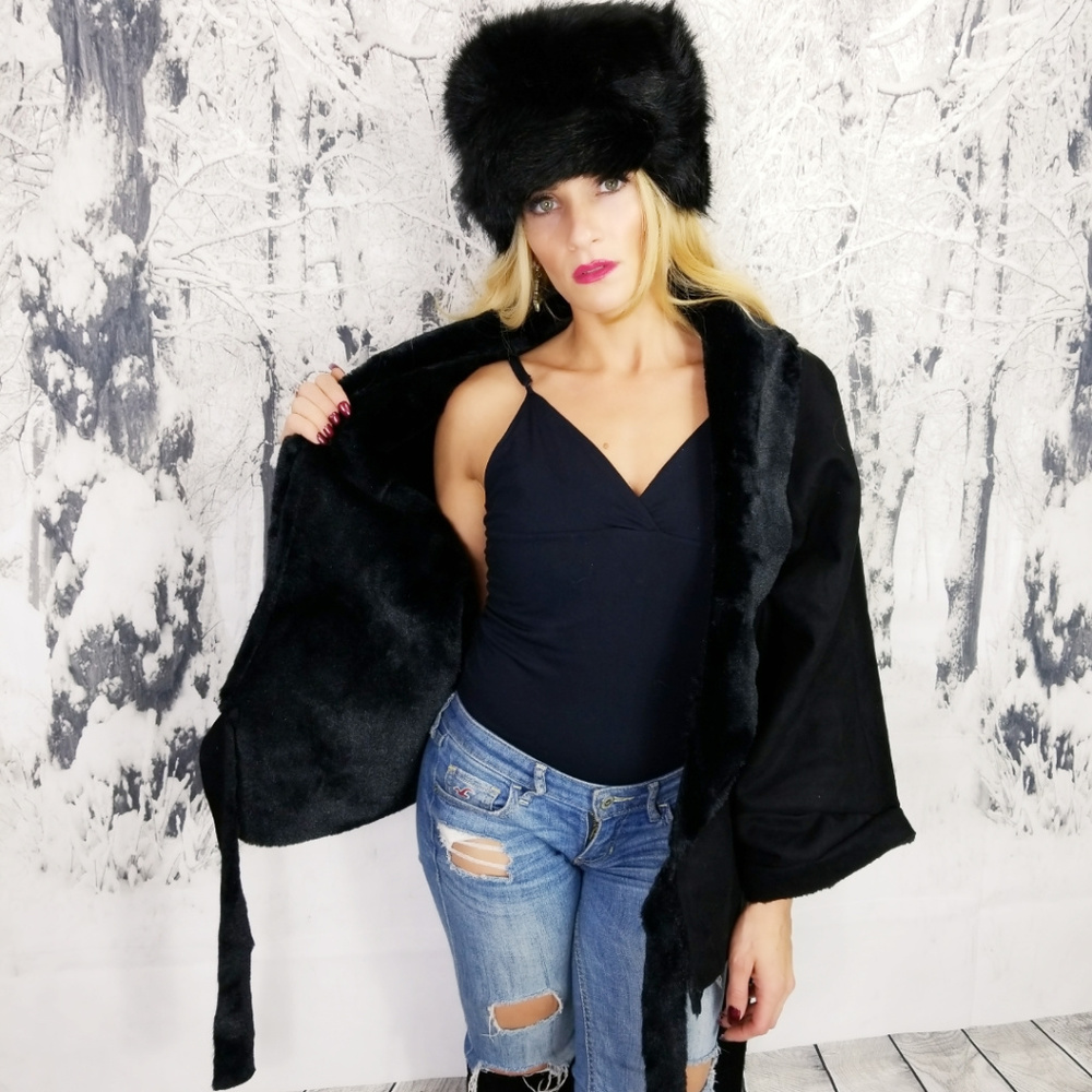 SUEDE & FUR WRAP COAT - Picture 2 of 4