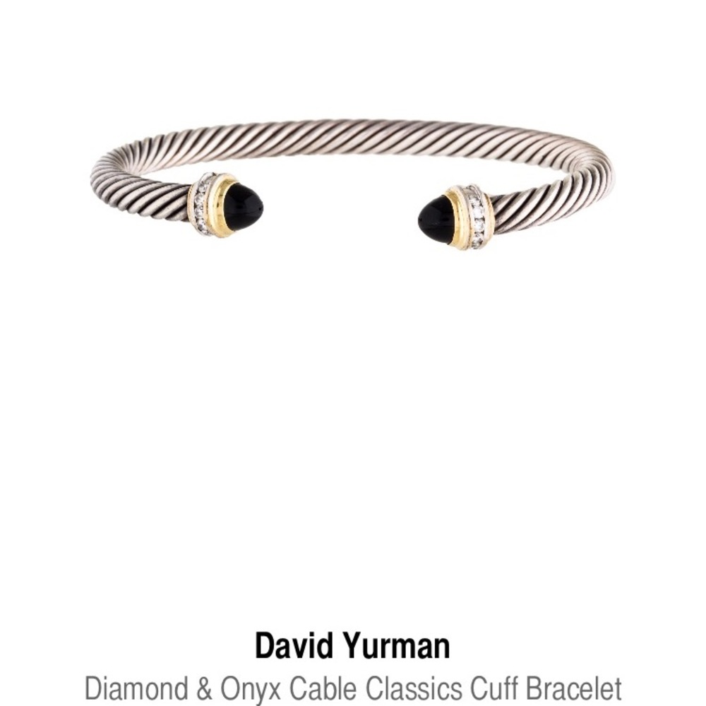 Diamond and Onyx Cable Classics Cuff with Dust Bag
