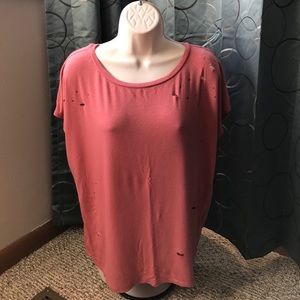 Express One Eleven oversized shredded tee