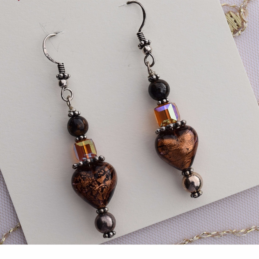 Sale-Handmade Sterling silver and beads earrings