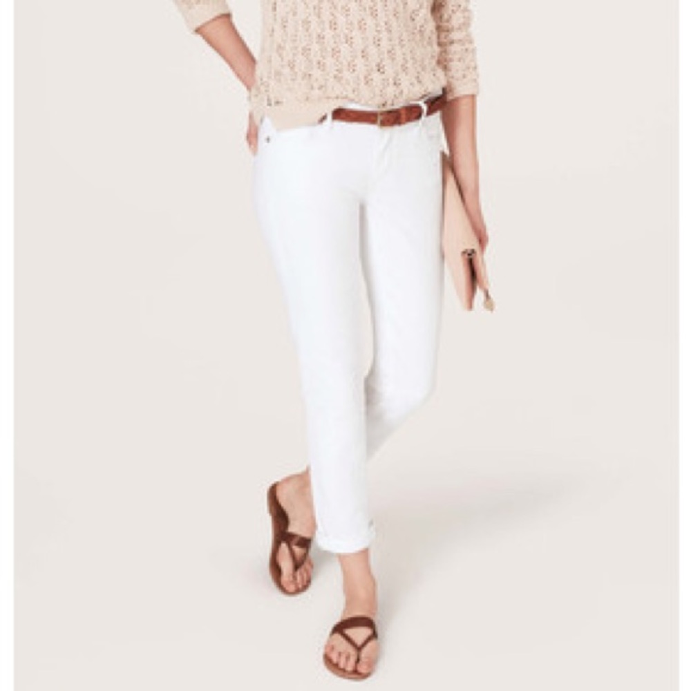 LOFT Modern Straight White jeans 4 Petite