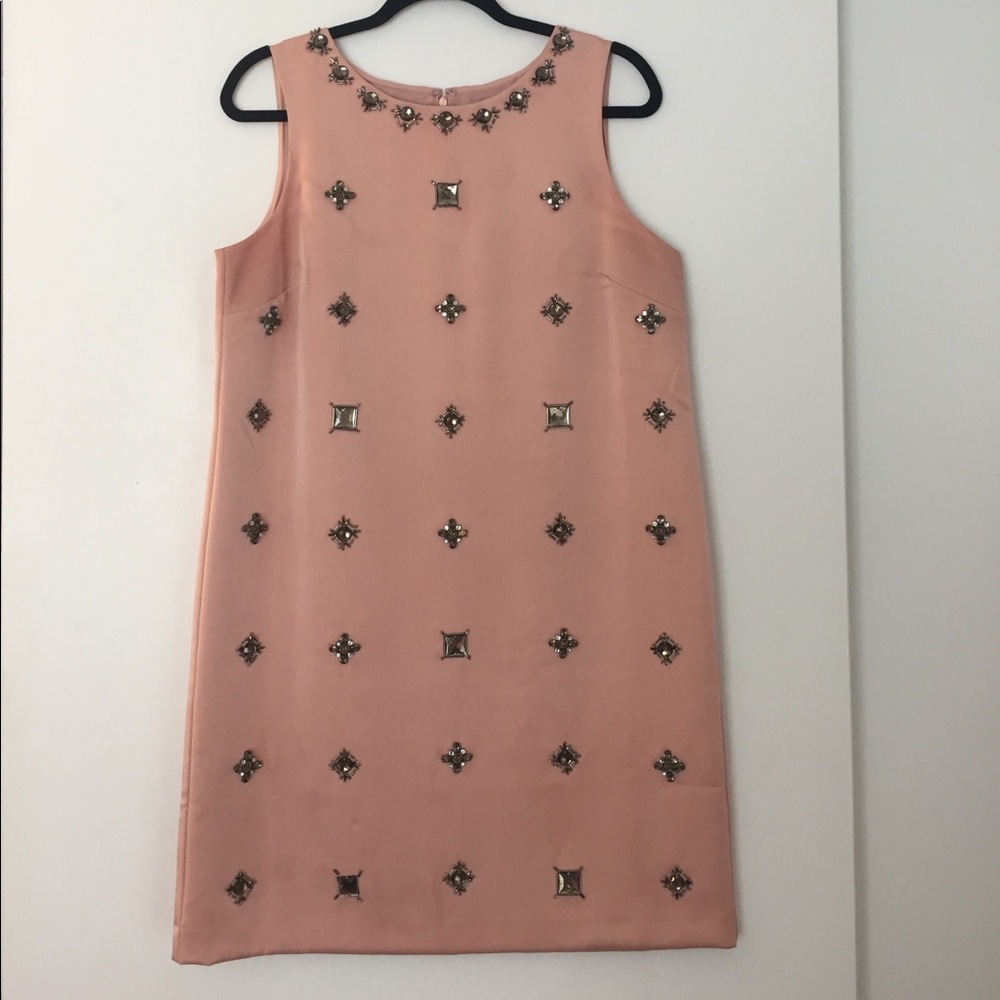 Pink Ann Taylor Jeweled Shift Dress
