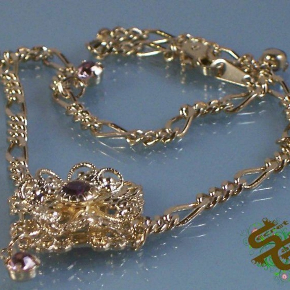 Amethyst Gold Electroplate Ankle Bracelet