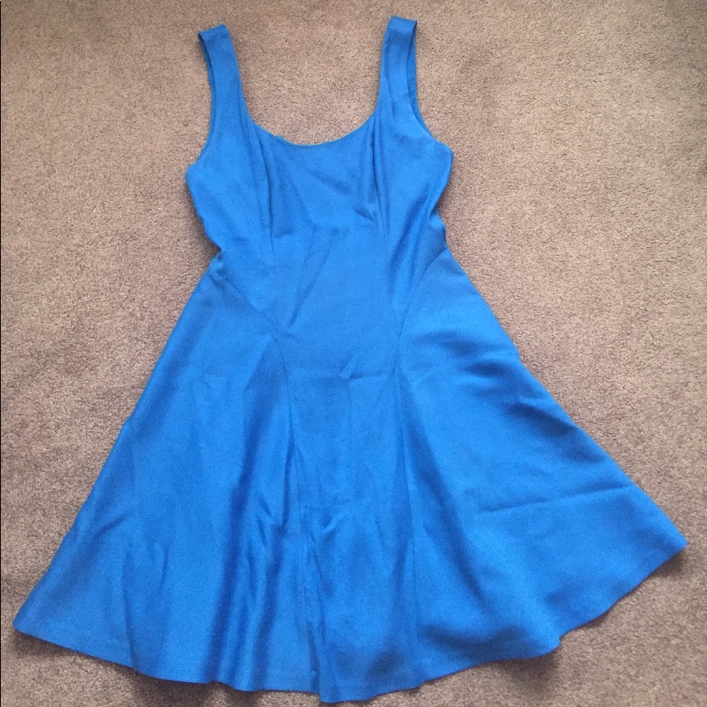 Alice + Olivia fit and flare blue party dress