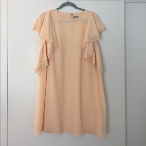 Asos Peach Dress with Ruffle Sleeves