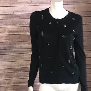 Ann Taylor Loft Rhinestone Black Sweater