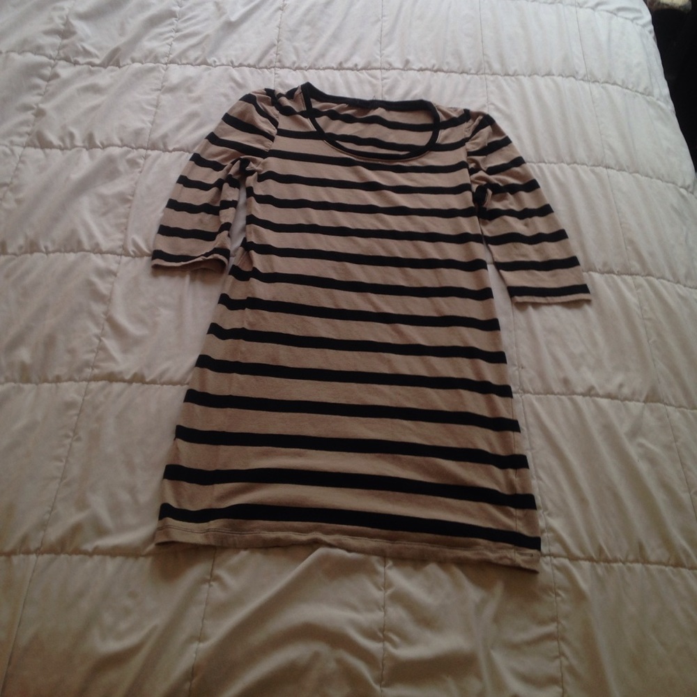 A khaki and black striped tunic