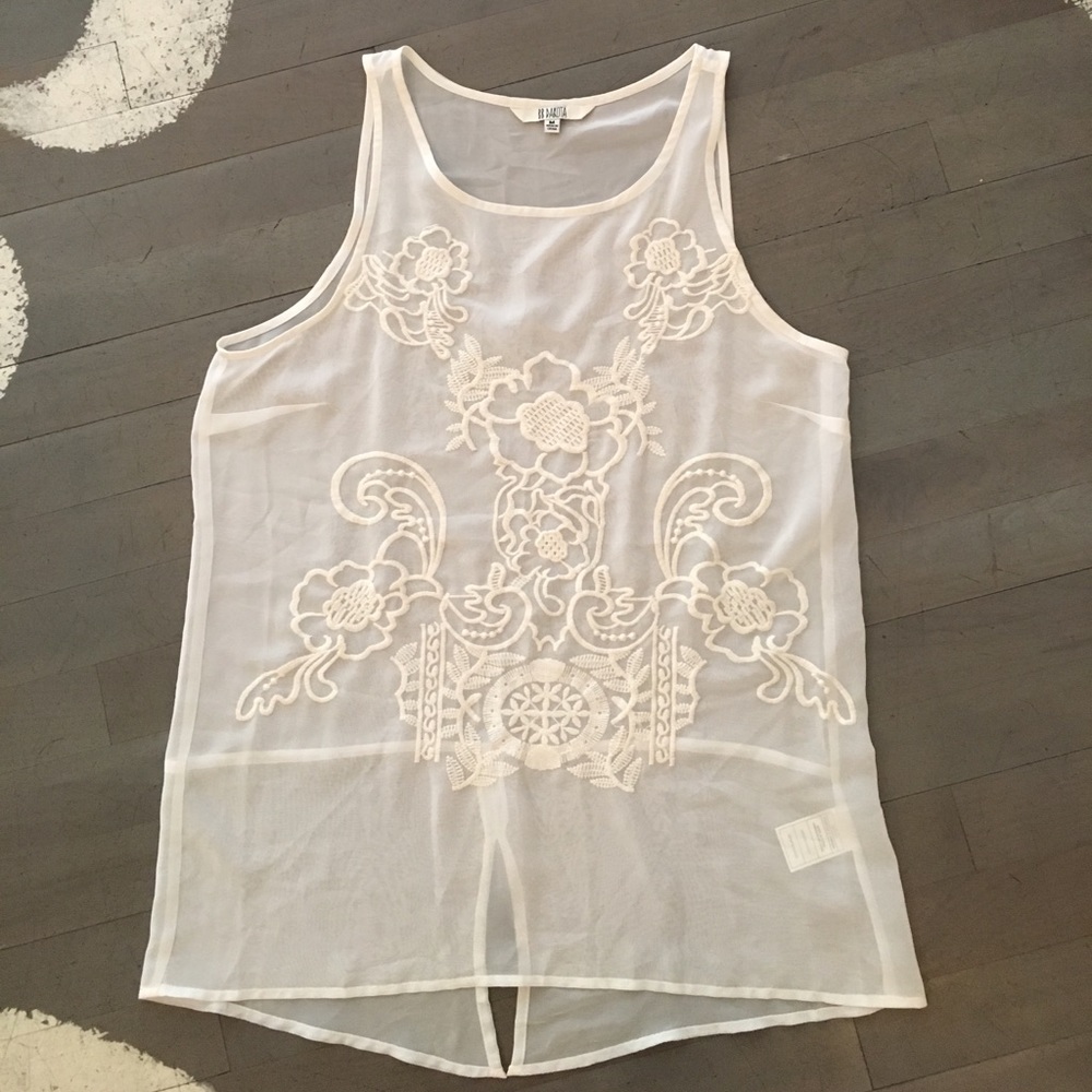 Sheer embroidered tank