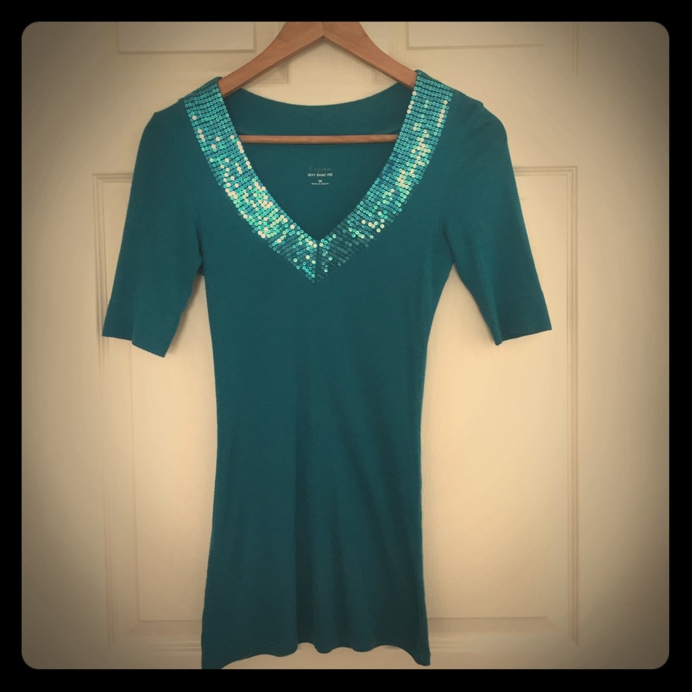 Express green 1/4 sleeve top