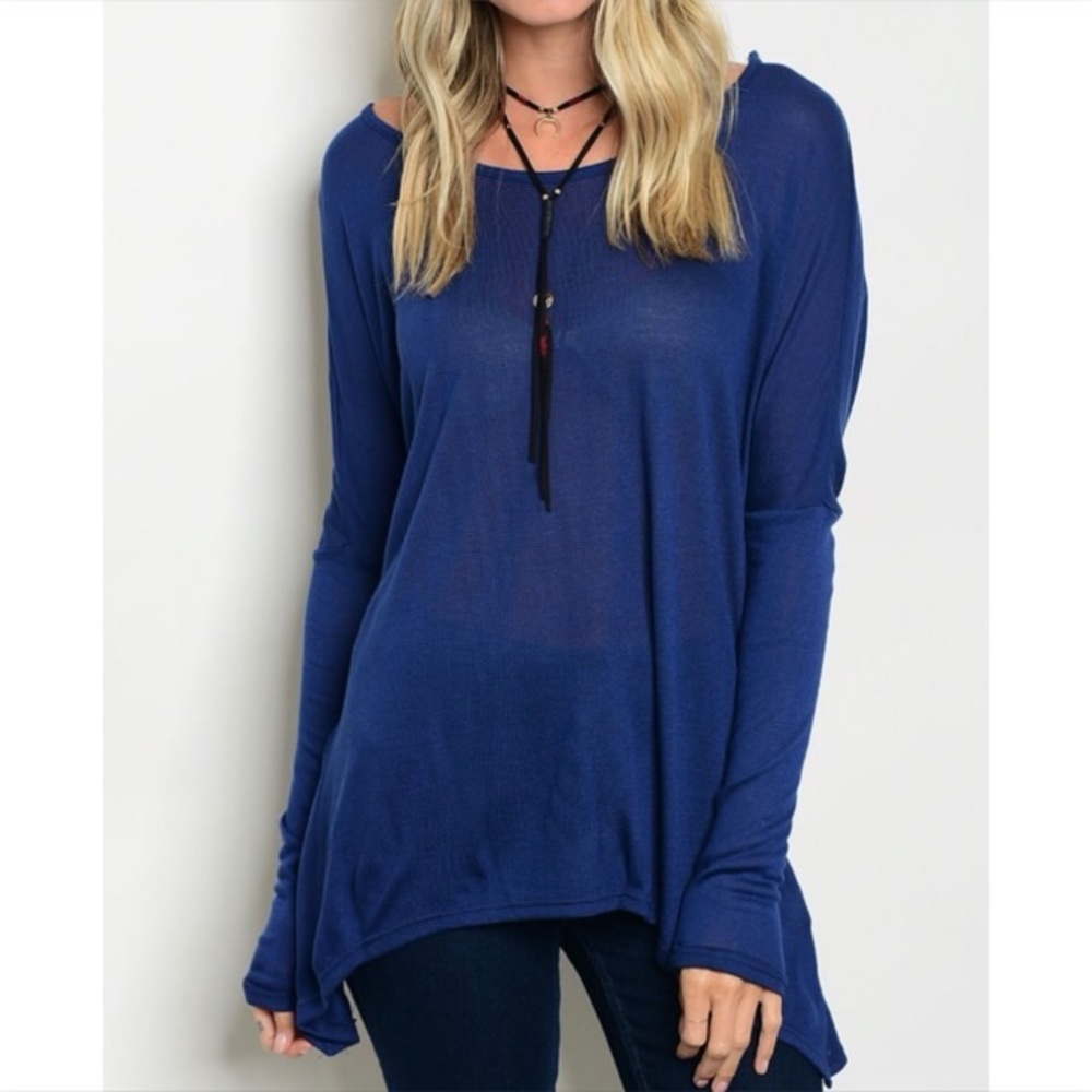 Assymetric Jersey Tunic Top - Picture 1 of 6