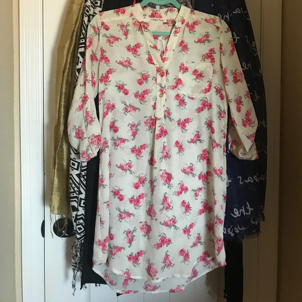 Rose Print Tunic Top