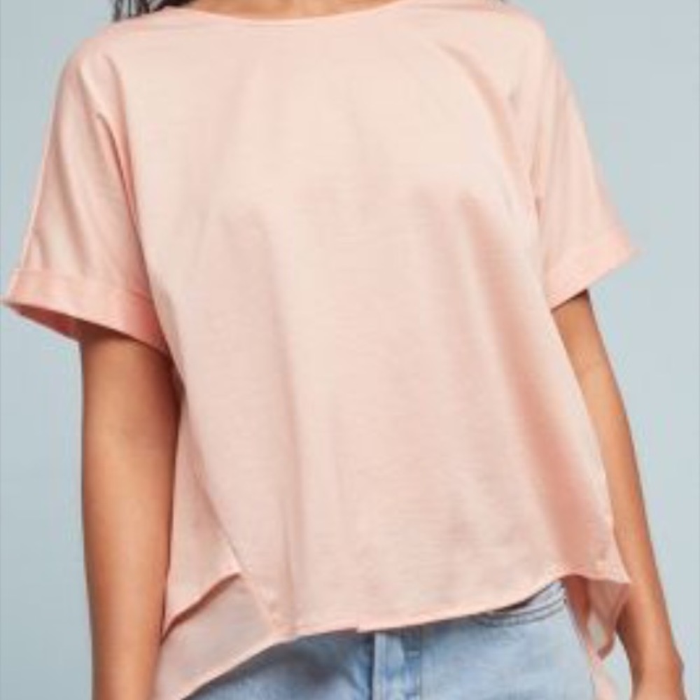 Anthropologie Eri + Ali Chiffon-hemmed Peach 🍑top