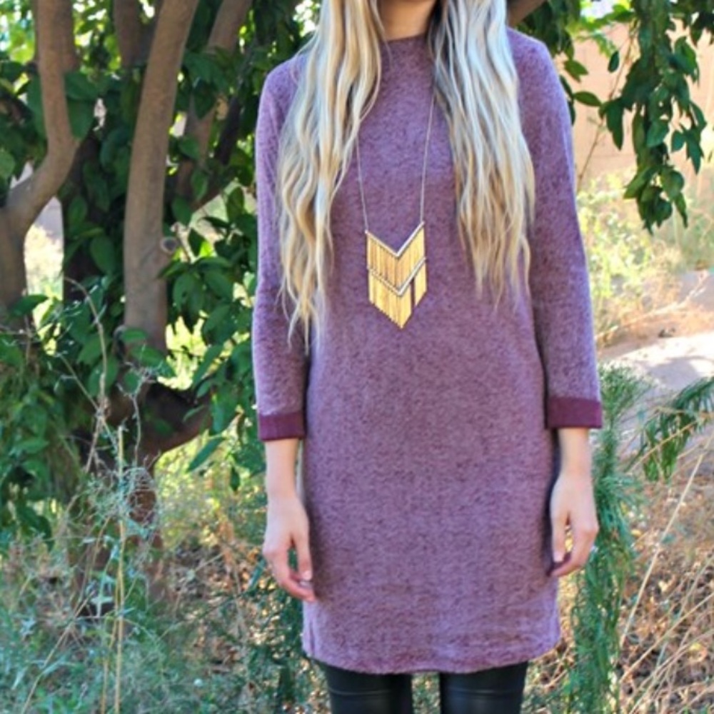 Burgundy mini sweater dress