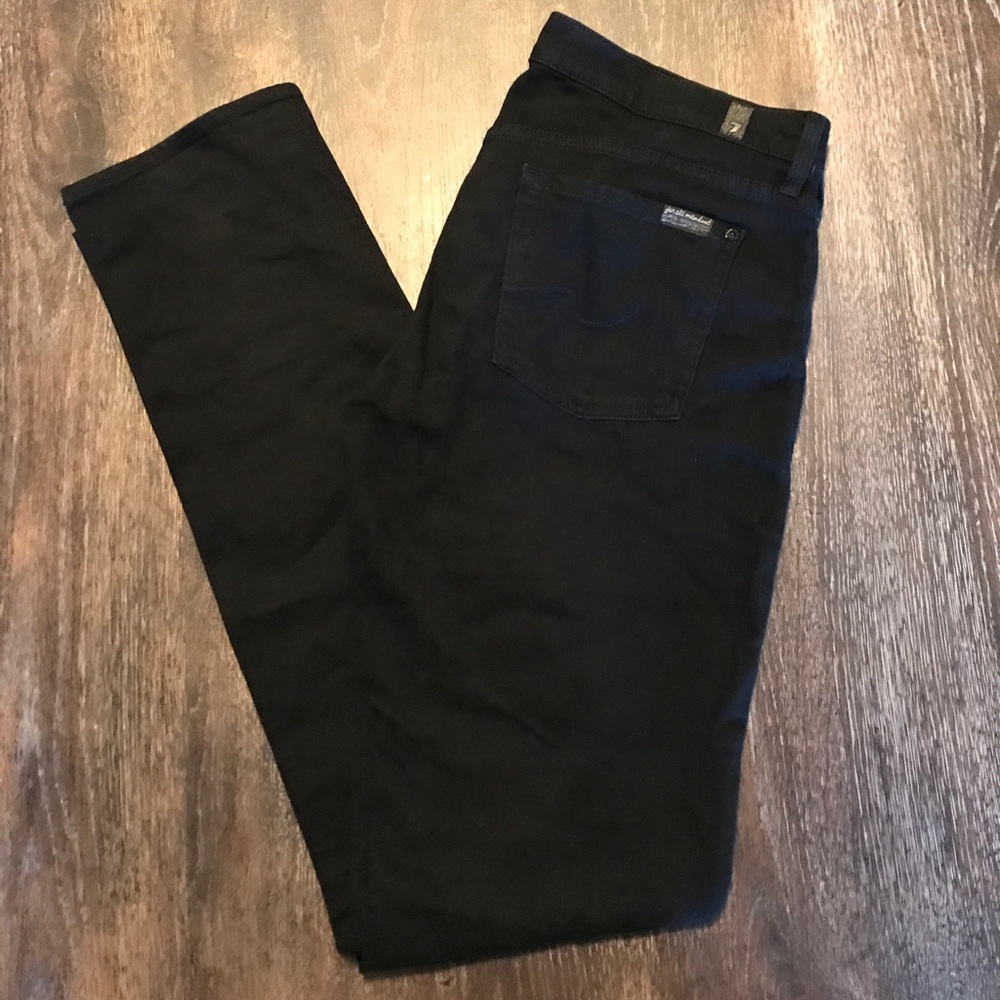 7 For All Mankind Straight Leg Black Jeans (30)