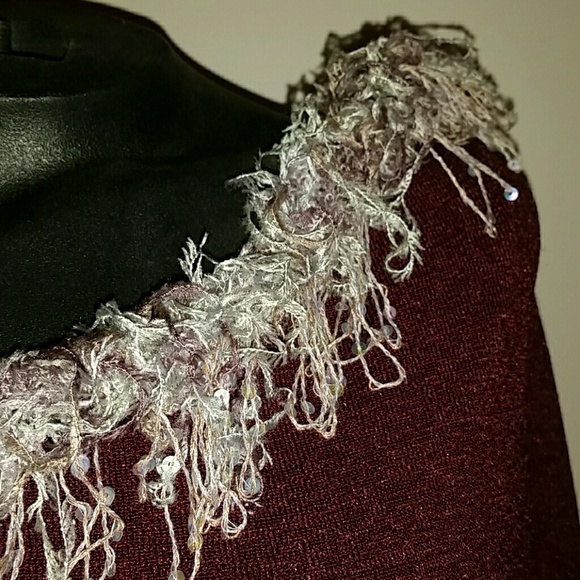 XOXO sparkle eyelash yarn collar sweaterish top - Picture 2 of 5