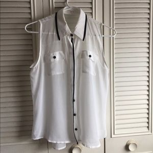White and black button down tank