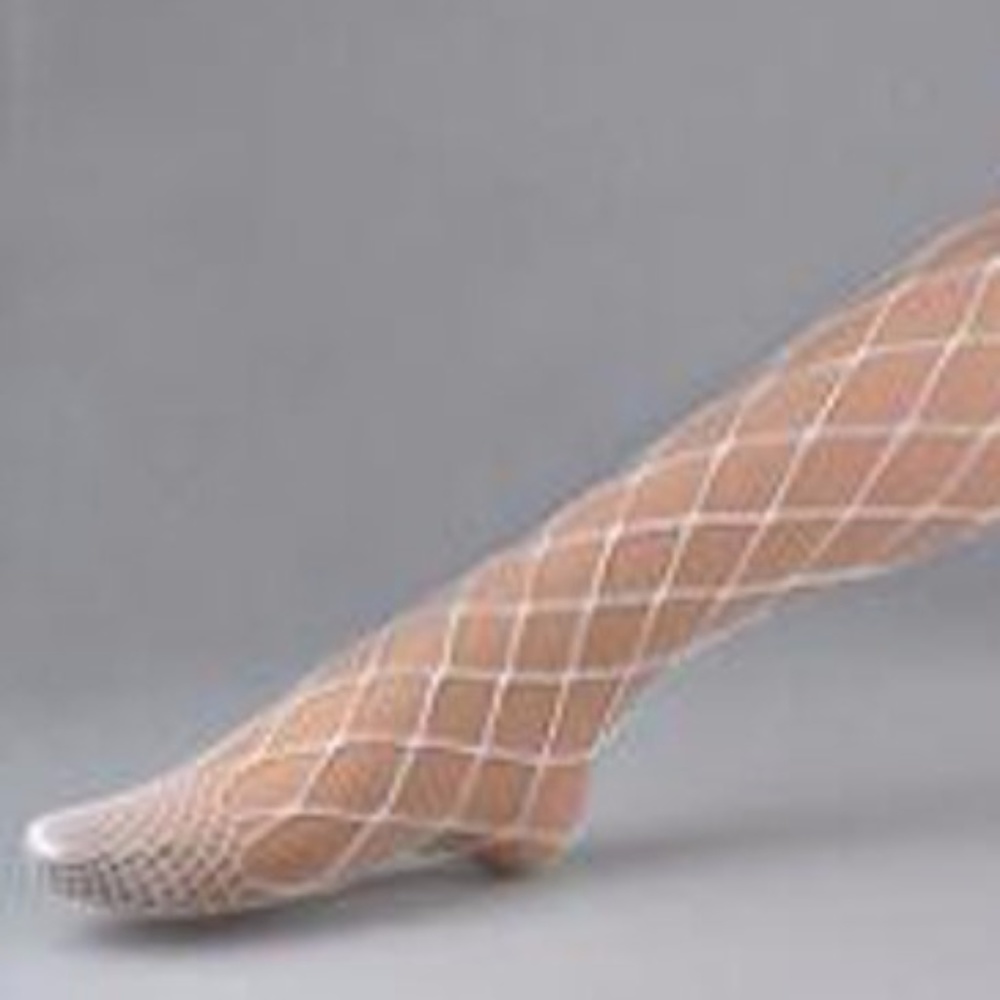 NWT WHITE FISHNET THIGH HIGHS - Picture 2 of 2