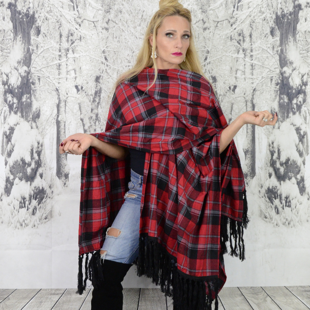 ❤LAST 1❤ PLAID PRINT SHAWL/WRAP - Picture 4 of 4