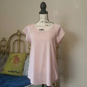 Express Light Pink Silky Feel Short Sleeved Blouse