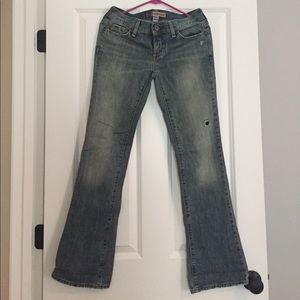 Old Navy Bootcut Ultra Low Waist Distressed Jeans