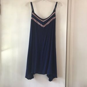 Blue Sleeveless Embroidered Dress