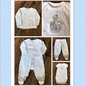 Baby’s white and gray layette set