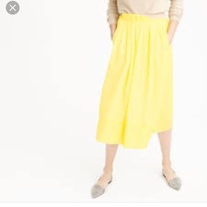 J. Crew pleated midi skirt canary yellow