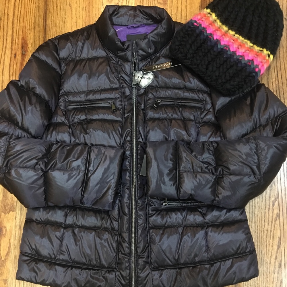 🆕 PACKABLE BLACK DOWN PUFFER COAT L