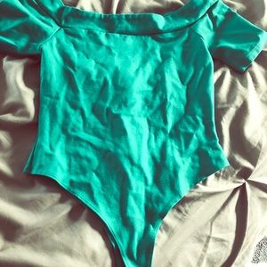 Turquoise thong bodysuit