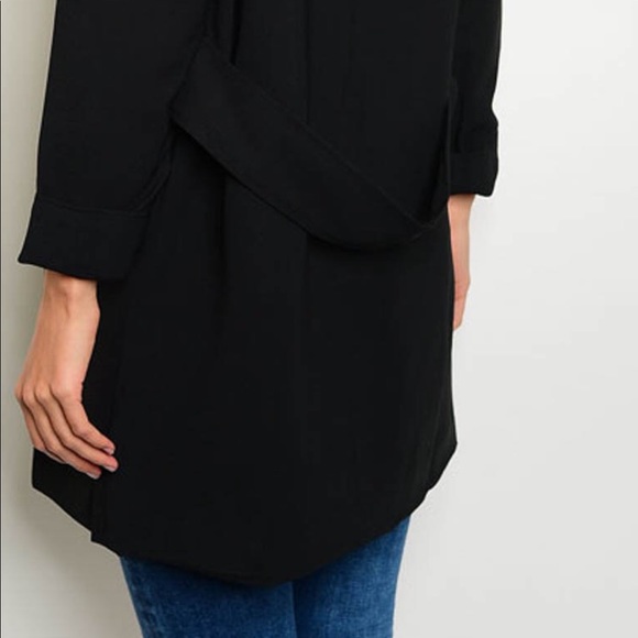 Open Front Black Coat - Picture 4 of 5