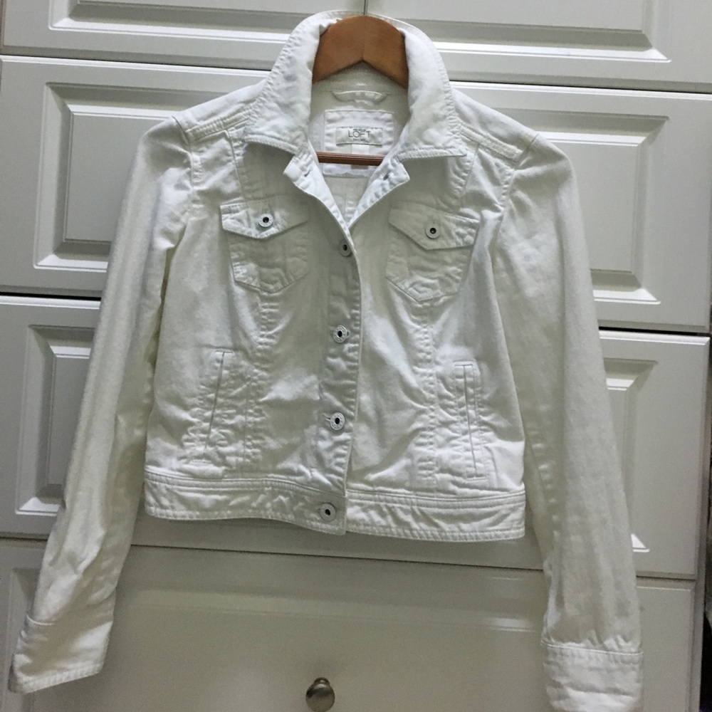 Ann Taylor Loft White Denim Jacket