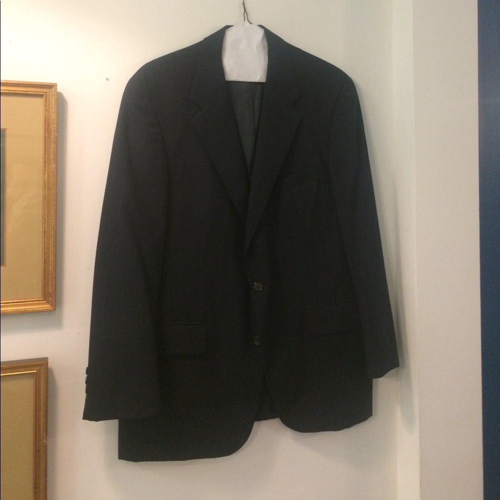 Suit; Chaps by Ralph Lauren pin stripe suit.