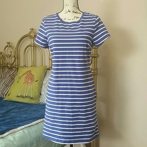 Old Navy Blue & White Striped T-Shirt Dress