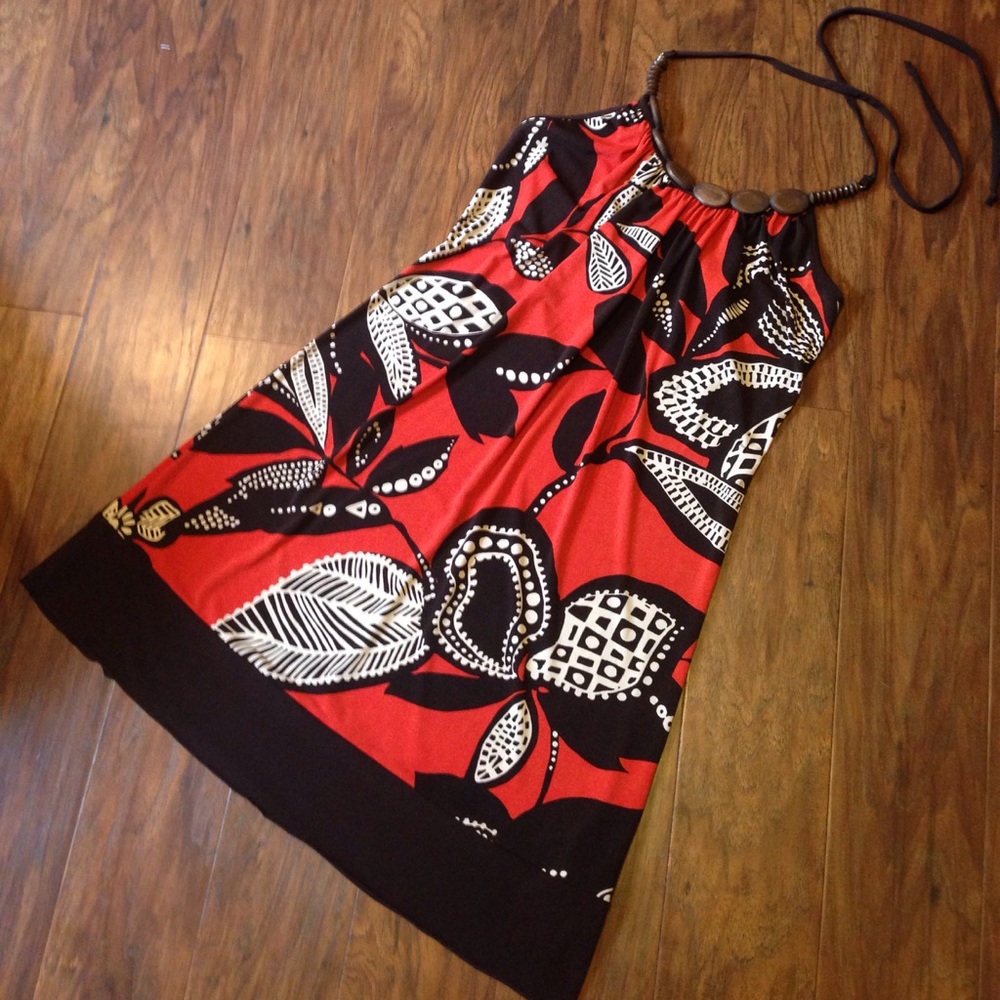 Print Tie Neck Dress