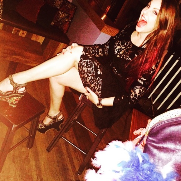 Black, Lace Dress with Bell Sleeves. Gorgeous! - Picture 1 of 6