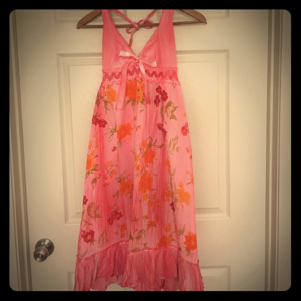 Pink summer dress.