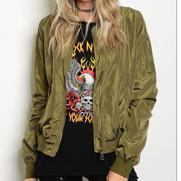 Army Olive Bomber Jacket - Picture 3 of 5