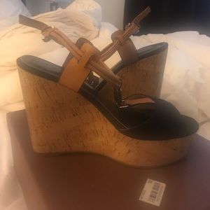 Authentic Coach Black and Tan Wedges