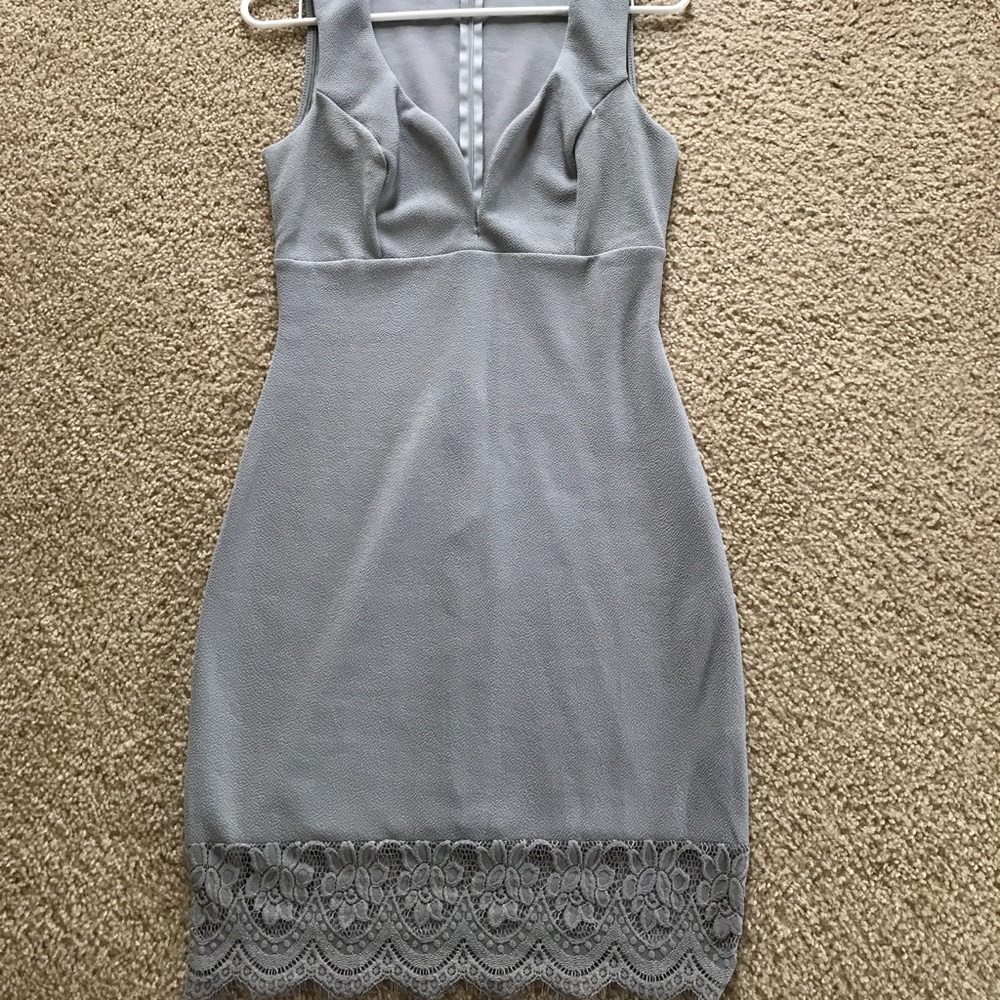 Lulus gray dress with lace detailing. NWOT