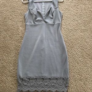 Lulus gray dress with lace detailing. NWOT
