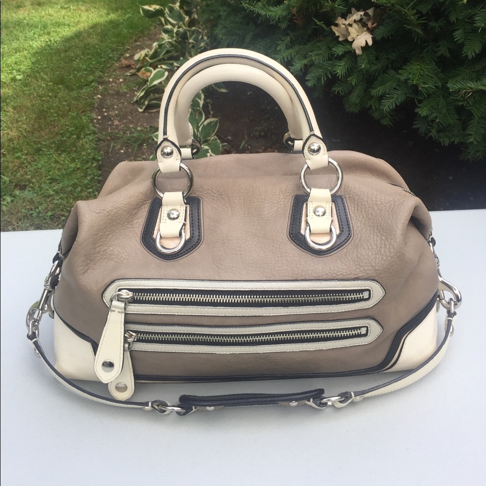 Coach satchel Sabrina grey cream and silver