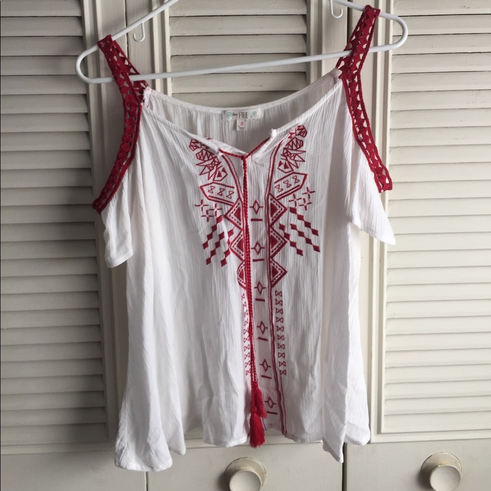 Red and white tribal tunic