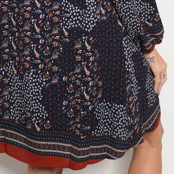 Printed Dress with Strap Criss Cross Detail - Picture 6 of 7